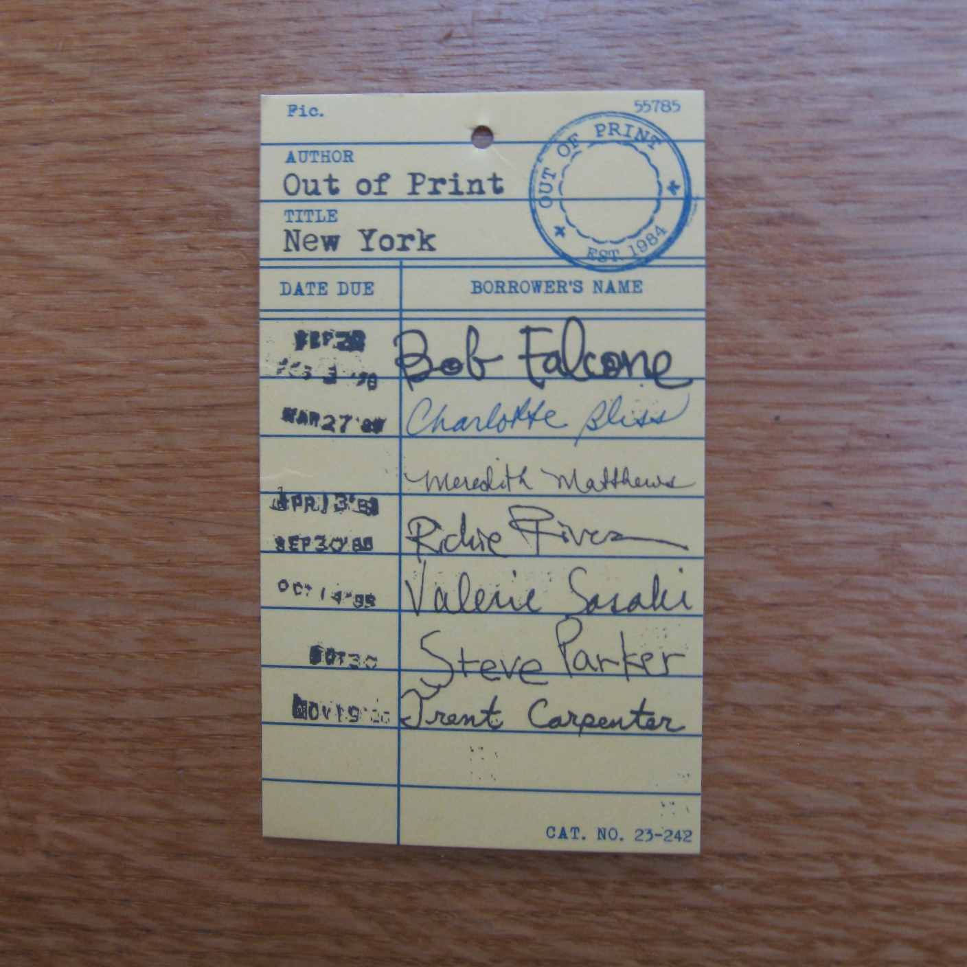 library card label