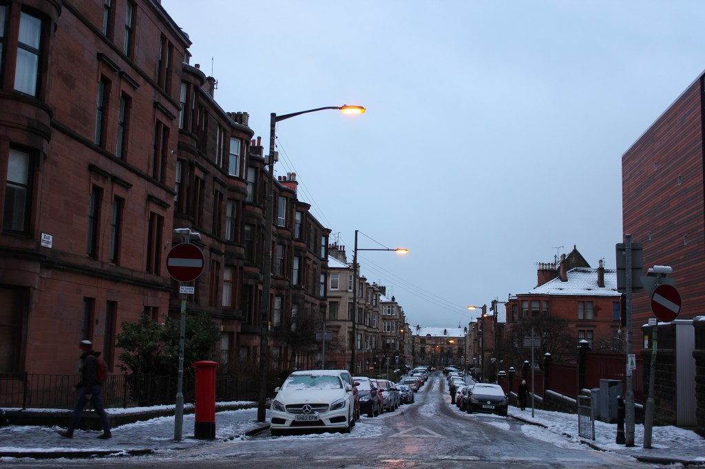 Snow covered Glasgow