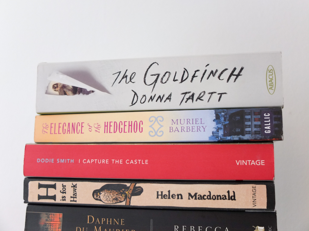 The Goldfinch stack of books